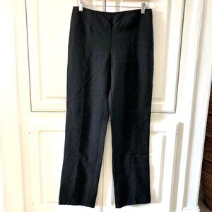 H2 Black Flat Front Linen Blend Pants with Side Zipper, Size 8